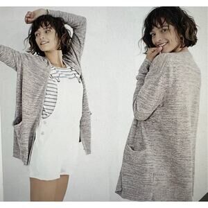 Madewell Ryder Cardigan Sweater Oversized XS Marled Open Front Pockets‎ Cotton